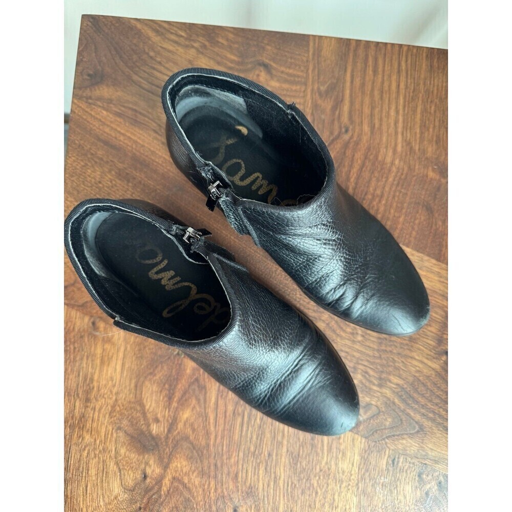 Black Leather Sam Edelman Ankle Boots Size 7 - Picture 3 of 7